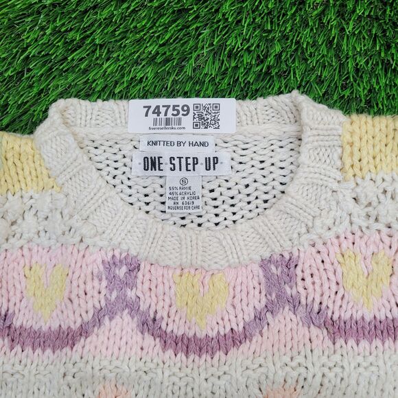 Vintage 90s Knitwear Sweater Womens Small 19x23 Ivory - Picture 3 of 15